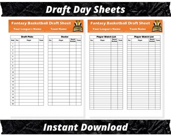Hojas de draft de baloncesto de fantasía editables / Temporada 2024 / Descarga instantánea de Microsoft Word