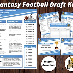 Fantasy Football Draft Kit 2025 | Draft Day Sheets | Draft Recap | Newsletter | League Awards | Certificates | 10 Team and 12 Team