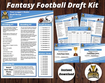 Fantasy Football Draft Kit 2023 | Draft Day Sheets | Draft Recap | Newsletter | League Awards | Certificates | 10 Team and 12 Team