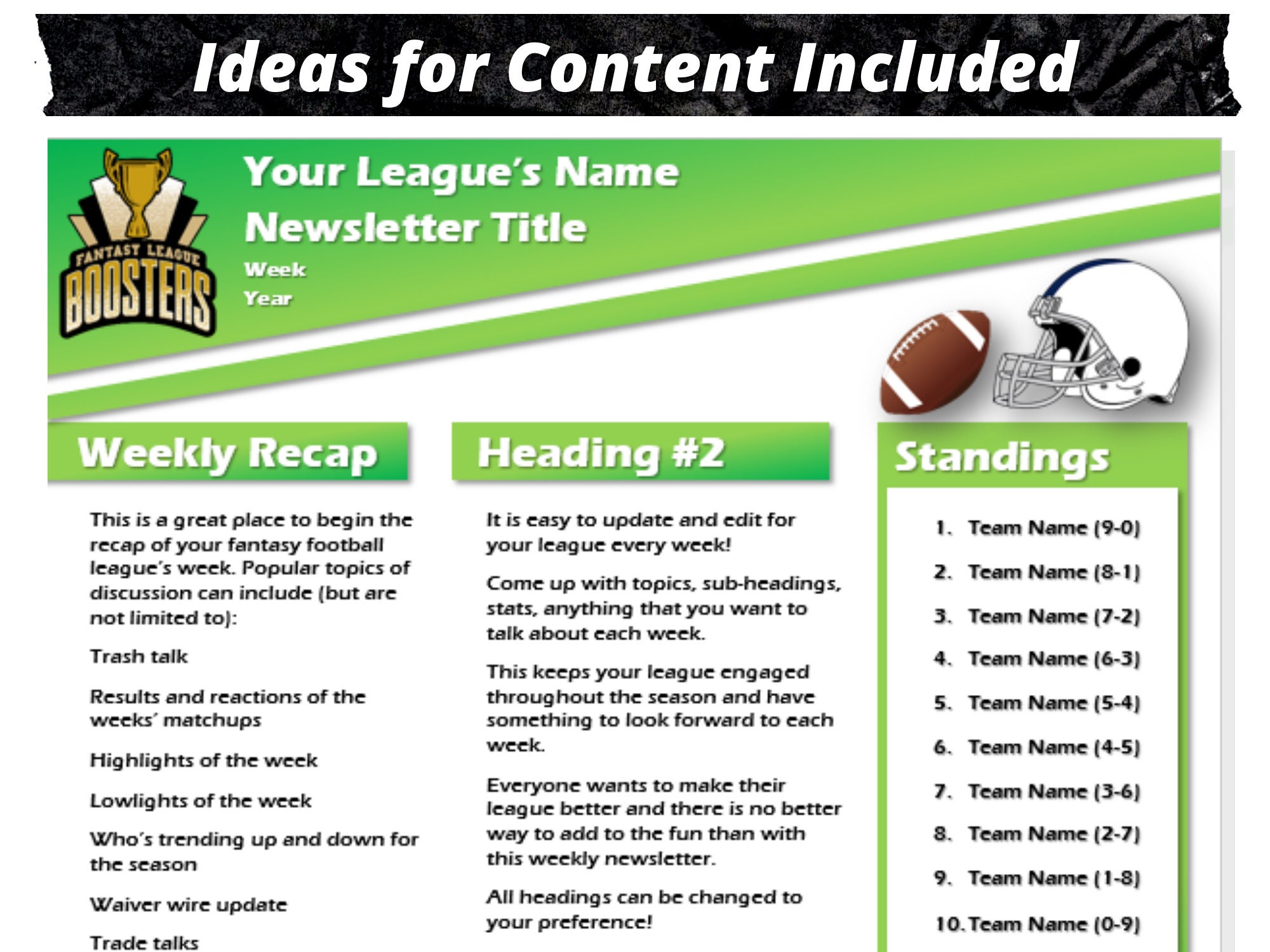 Fantasy Football Newsletter | 2 Page Editable Template | Microsoft Word ...
