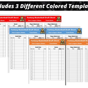 Editable Fantasy Basketball Draft Sheets | 2024 Season | Microsoft Word ...