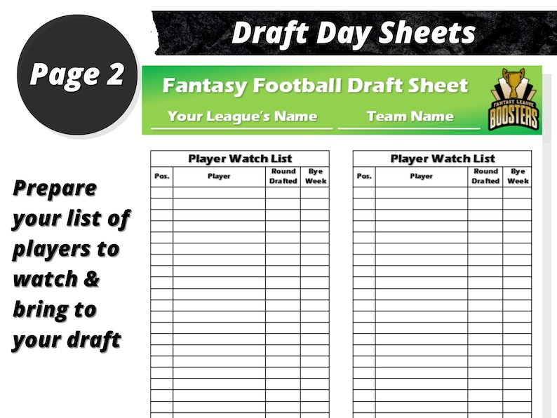Fantasy Football Draft Sheets 2024 Season Microsoft Word Instant