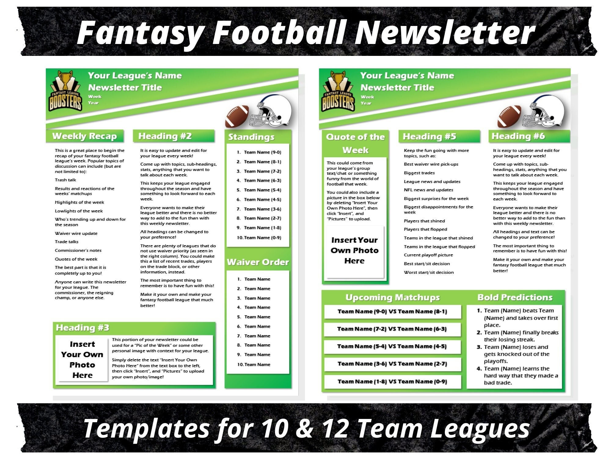 Fantasy Football Newsletter 2 Page Editable Template Microsoft Word Fantasy Football Newsletter 2 Page Editable Template Microsoft Word