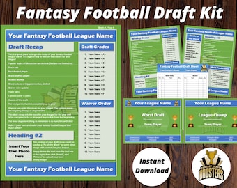 Fantasy Football Draft Kit | 10 Team and 12 Team | Draft Day Sheets | Draft Recap | Newsletter | League Awards | Certificates | Blue