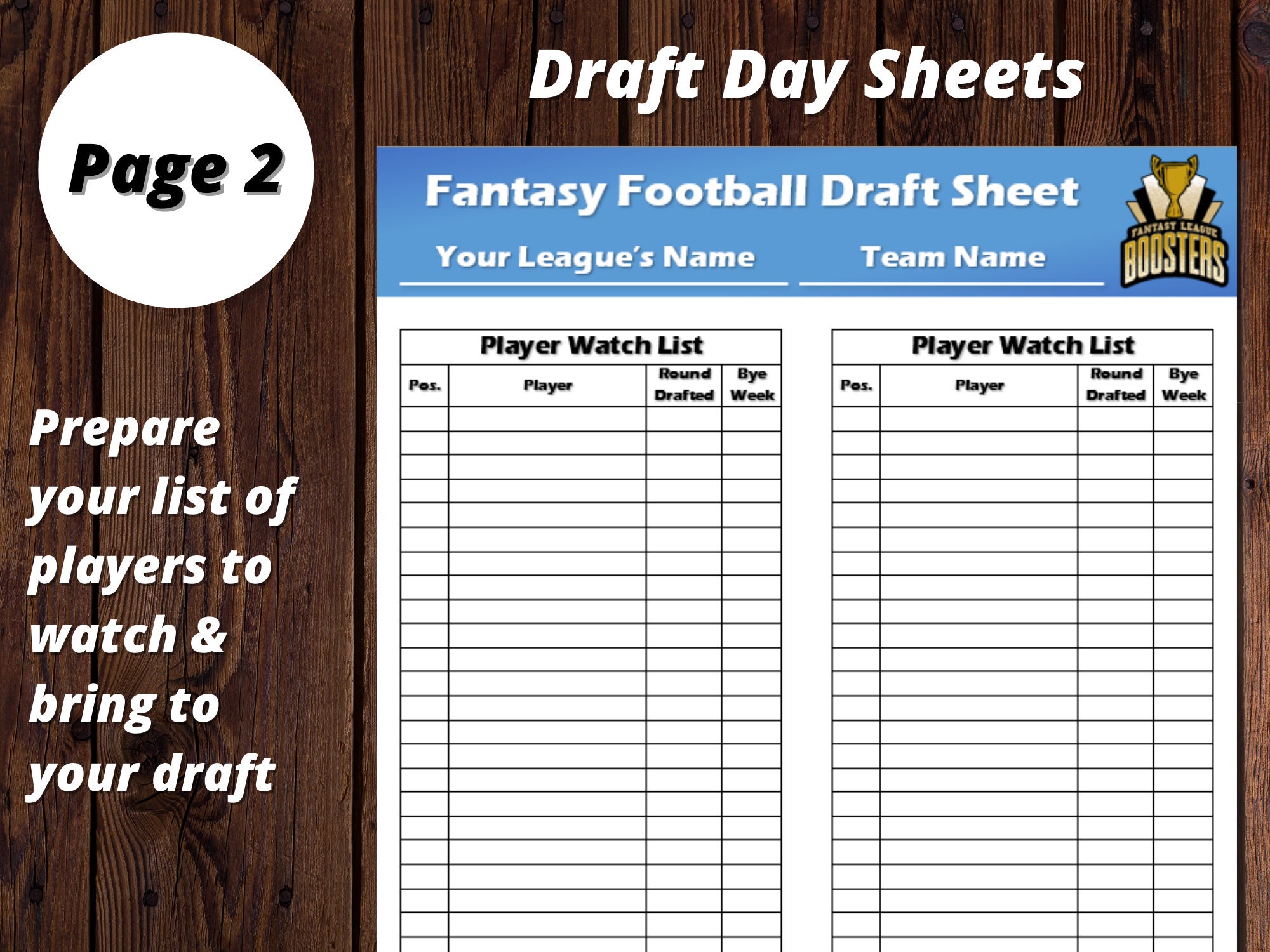Fantasy Football Draft Kit | 10 Team and 12 Team | Draft Sheets | Draft ...