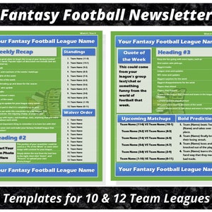 ファンタジーフットボールニュースレター | すぐにダウンロード | Microsoft Word | 2ページの編集可能なテンプレート
