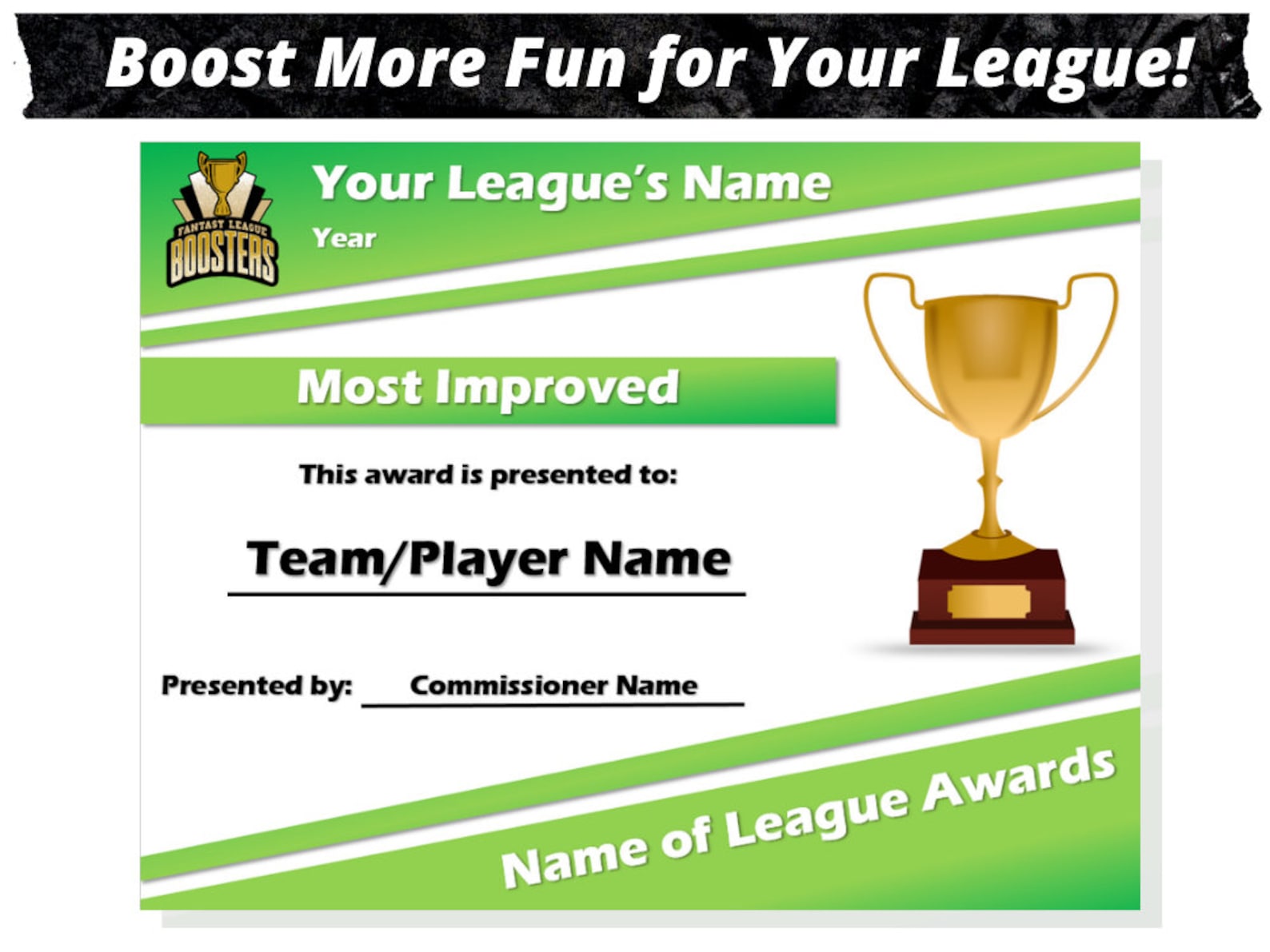 Fantasy Football Certificates | League Awards | Draft Party | Digital ...
