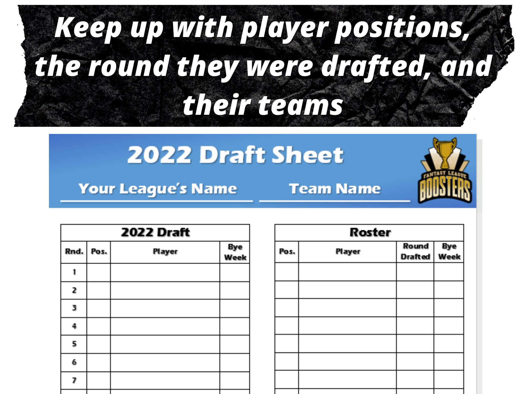 Editable Fantasy Football Draft Sheets 2022 Season - Etsy Finland