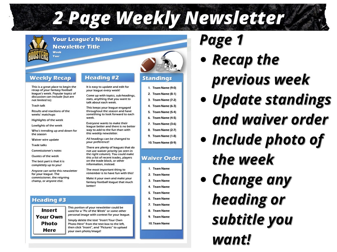 Fantasy Football Newsletter 2 Page Editable Template Etsy Fantasy Football Newsletter 2 Page Editable Template Etsy