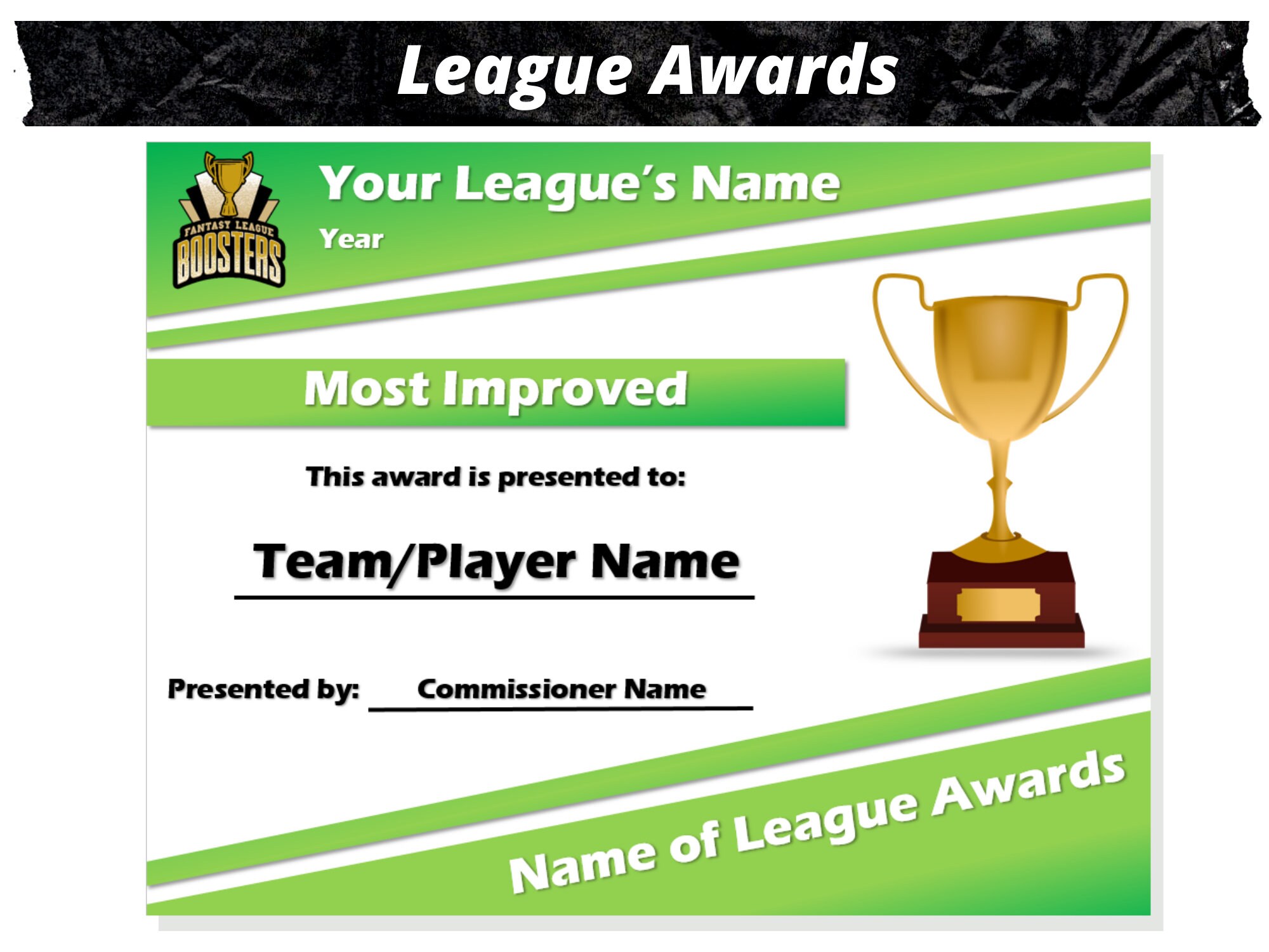 Trash Talker Award - Editable Fantasy Football Certificate