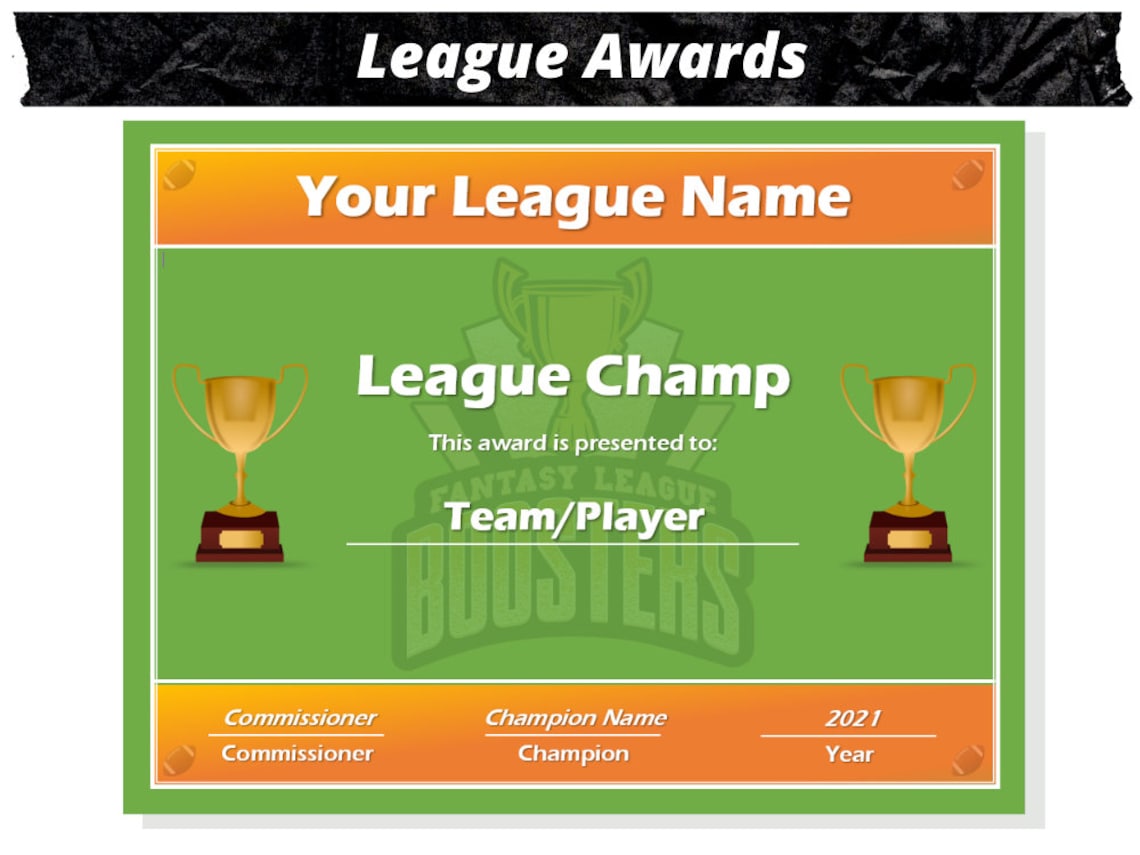 Fantasy Football Certificates | League Awards | Draft Party | Digital ...