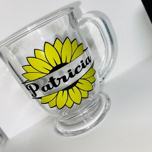 Personalized sunflower glass Mug