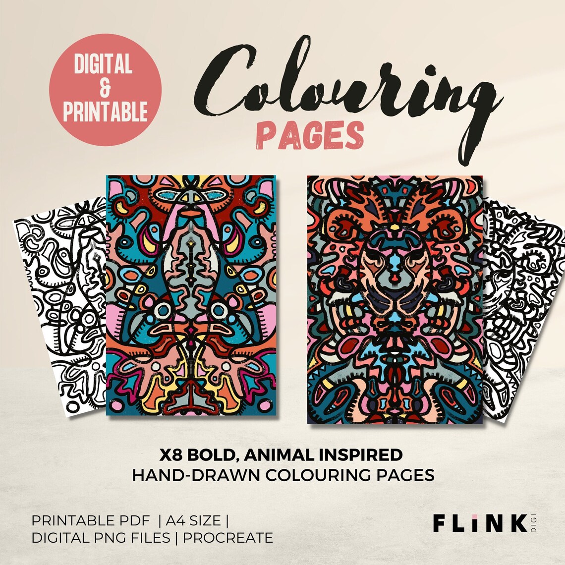 Bold Coloring Pages Digital Download Printable PDF 8 - Etsy