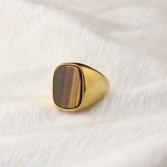 14k gold tiger eye men's ring deals