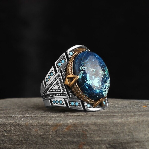 Silver Azurite Ring - Etsy