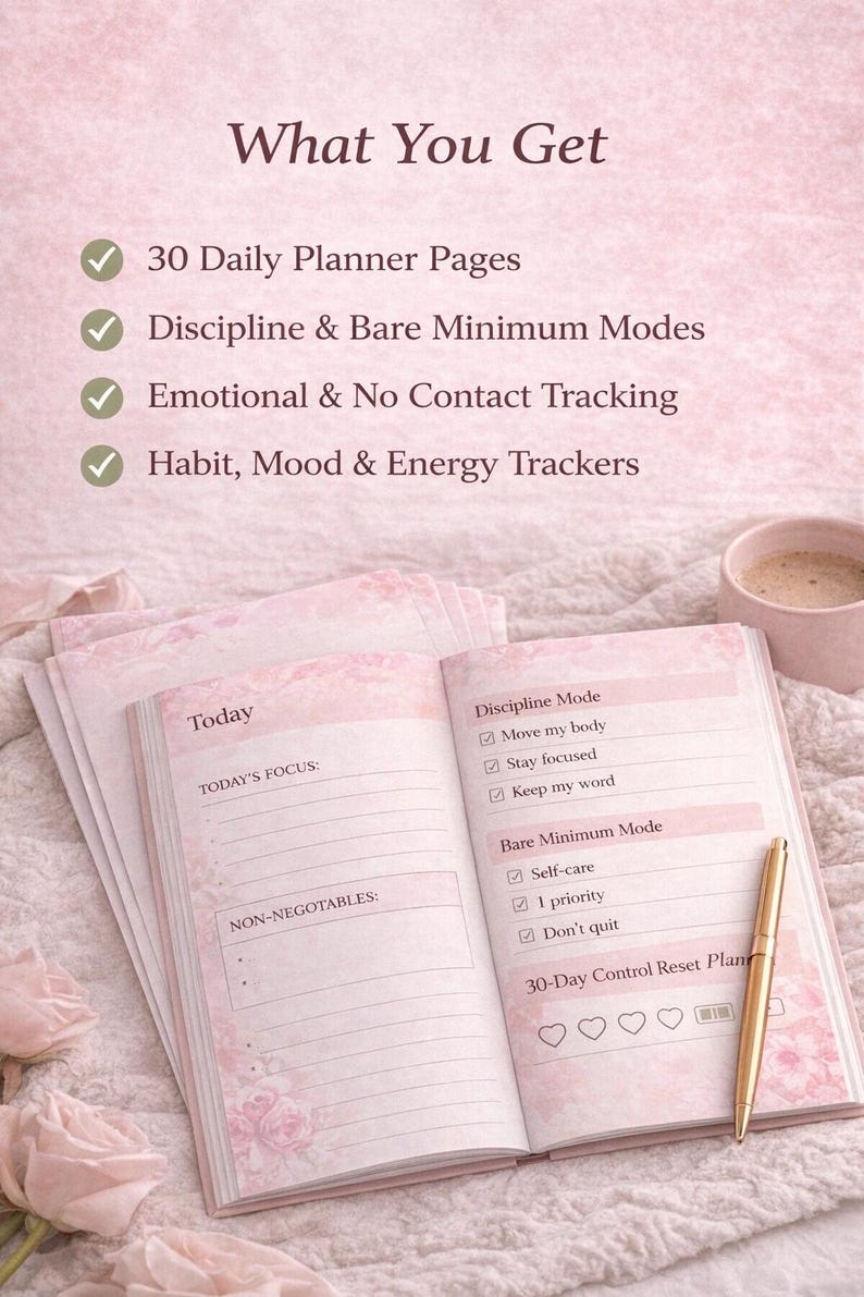 Discipline Planner 30-day Self-discipline Planner | Daily Routine, Healing, No Contact ...
