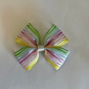 Rainbow tulle ribbon 3.5 inch hair bow