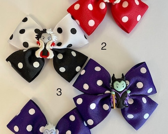 Disney villian 3.5 inch hair bow cruella maleficent ursula