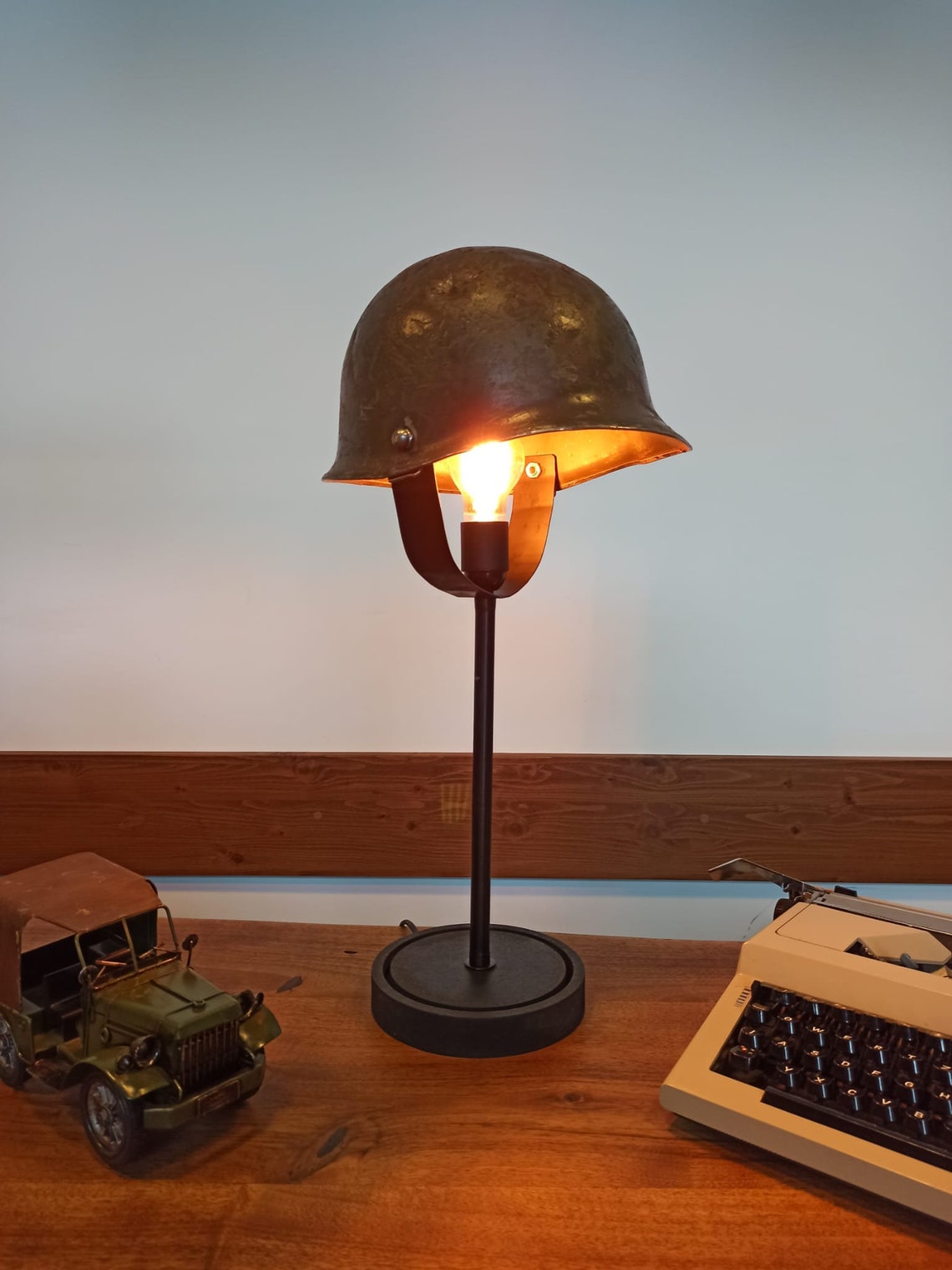 Real Military Helmet Table Lamp Etsy