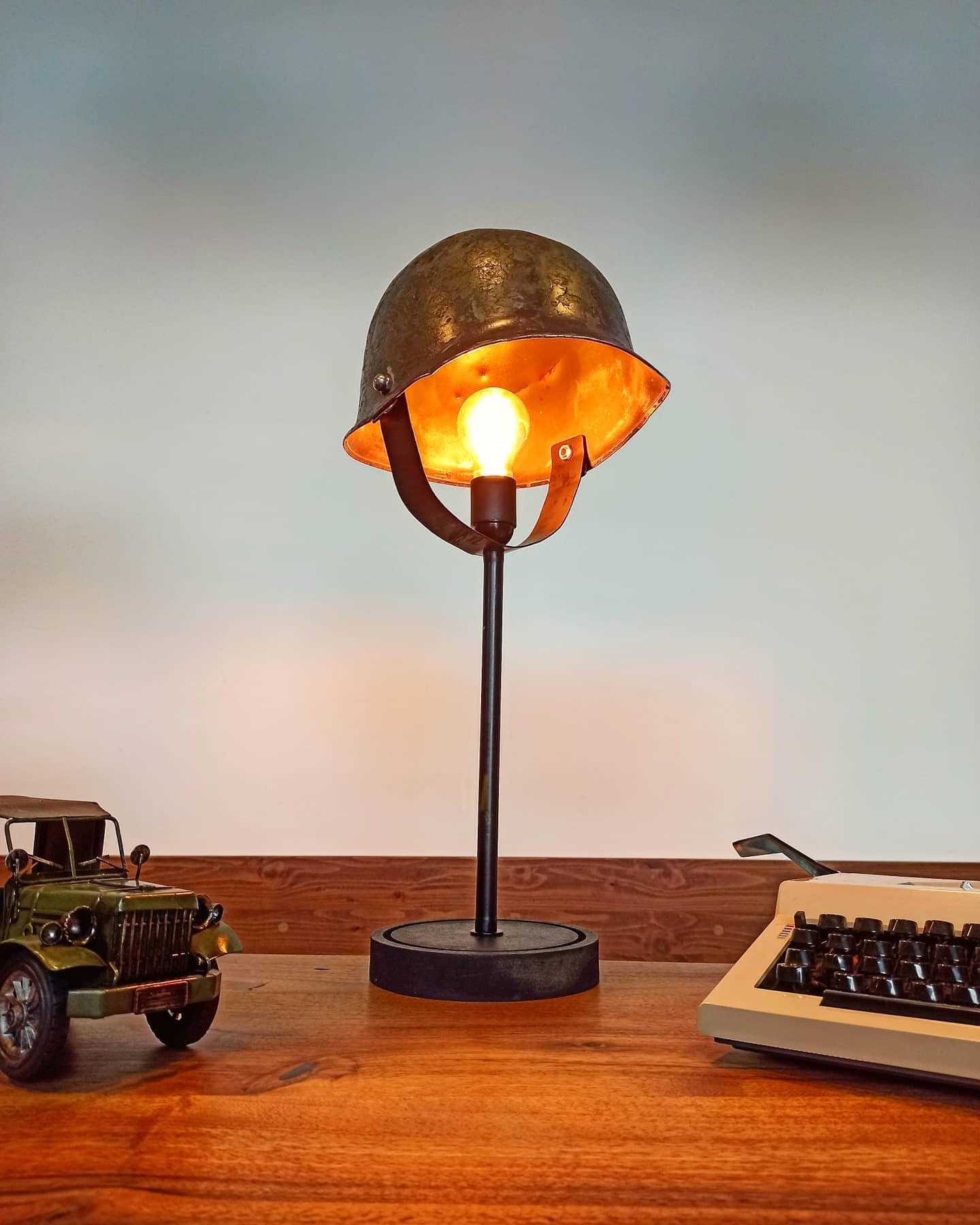 Real Military Helmet Table Lamp Etsy