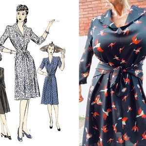 Puede incluir: Tres mujeres vistiendo vestidos con diferentes patrones. El vestido de la izquierda es negro con un peque&ntilde;o estampado floral, el vestido del medio es azul con estampado de leopardo blanco y el vestido de la derecha es azul con lunares blancos. Los tres vestidos tienen un lazo en la cintura.