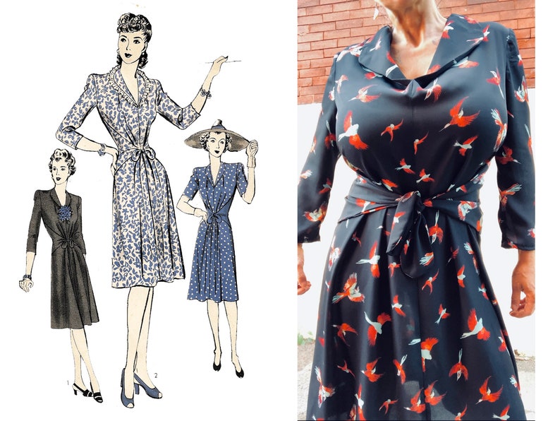 Puede incluir: Tres mujeres vistiendo vestidos con diferentes patrones. El vestido de la izquierda es negro con un peque&ntilde;o estampado floral, el vestido del medio es azul con estampado de leopardo blanco y el vestido de la derecha es azul con lunares blancos. Los tres vestidos tienen un lazo en la cintura.