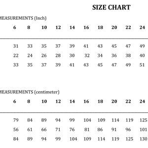 Puede incluir: Tabla de tallas para ropa con medidas en pulgadas y cent&iacute;metros. La tabla muestra las medidas de busto, cintura y cadera para las tallas 6 a 26.