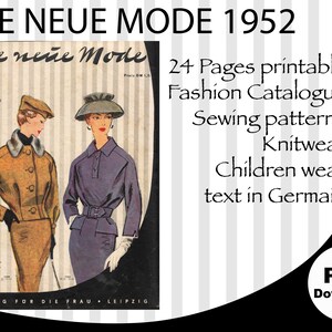 1952 Fashion Catalogue, Sewing patterns catalogue, Women, Children, Fashion Sketch, Knit fashion