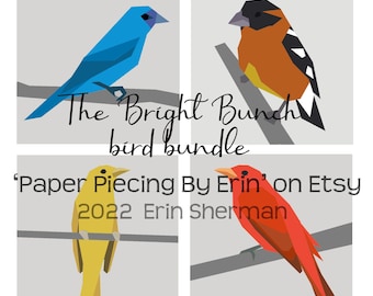 Bright Bunch bird bundle 4 Paper Piecing Patterns