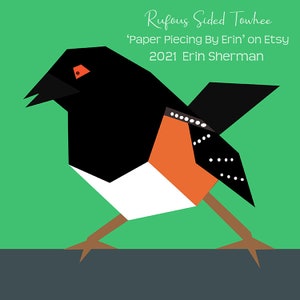 Rufous Sided Towhee Paper Piecing Pattern