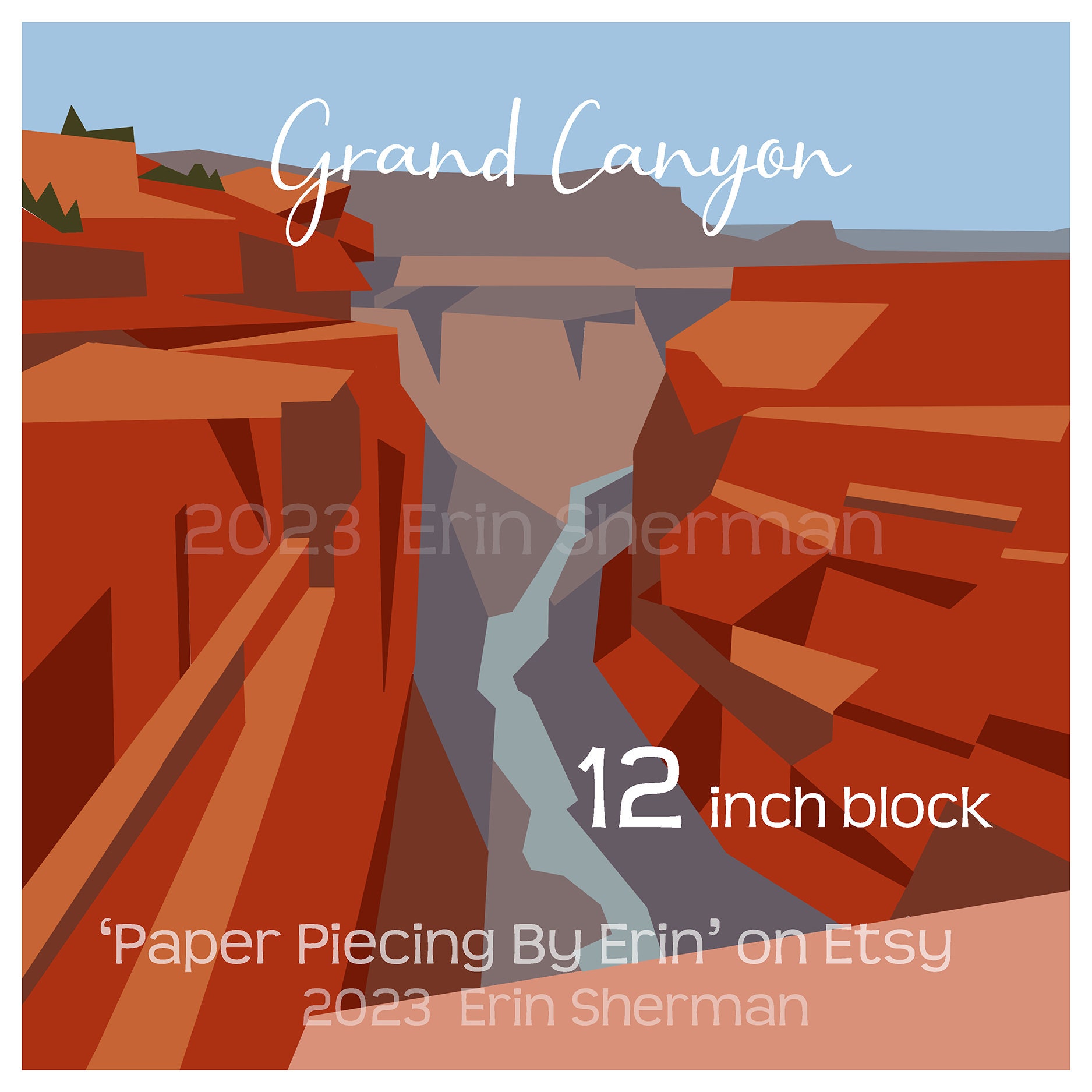 12inch Grand Canyon Paper Piecing Pattern Square Block FPP - Etsy