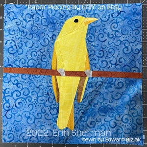 Summer Tanager Yellow Bird Paper Piecing Pattern