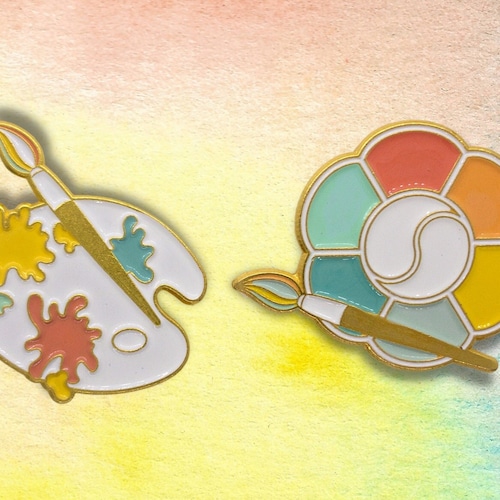 Paint Palette Enamel Pin Etsy