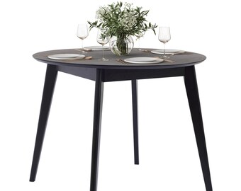 Orion 37 inch Round Dining Table / True Scandinavian Contemporary from Solid Baltic Birch Wood / Black finish