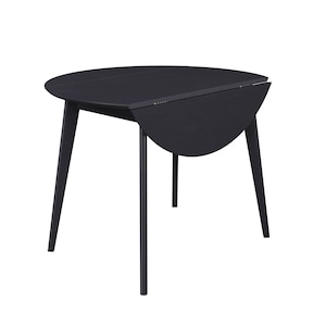 Orion Drop Leaf 40-inch Round Dining Table / True Scandinavian Contemporary from Solid Baltic Birch Wood / Black finish