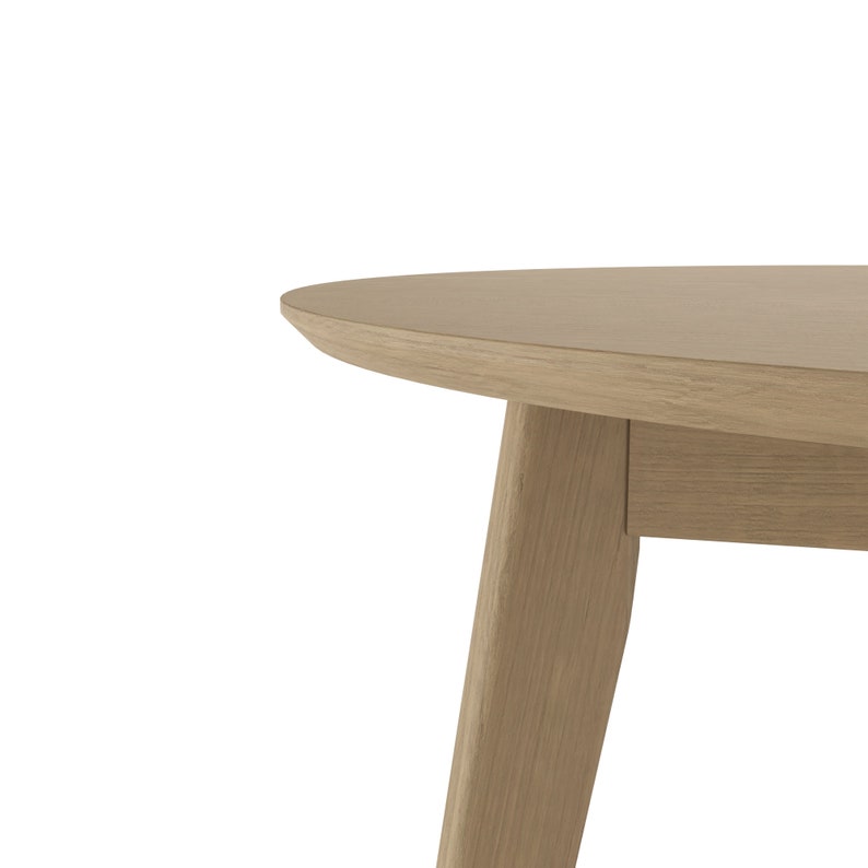 Orion 31 inch Light Round Dining Table / True Scandinavian Contemporary from Solid Baltic Birch Wood / Oak finish image 6