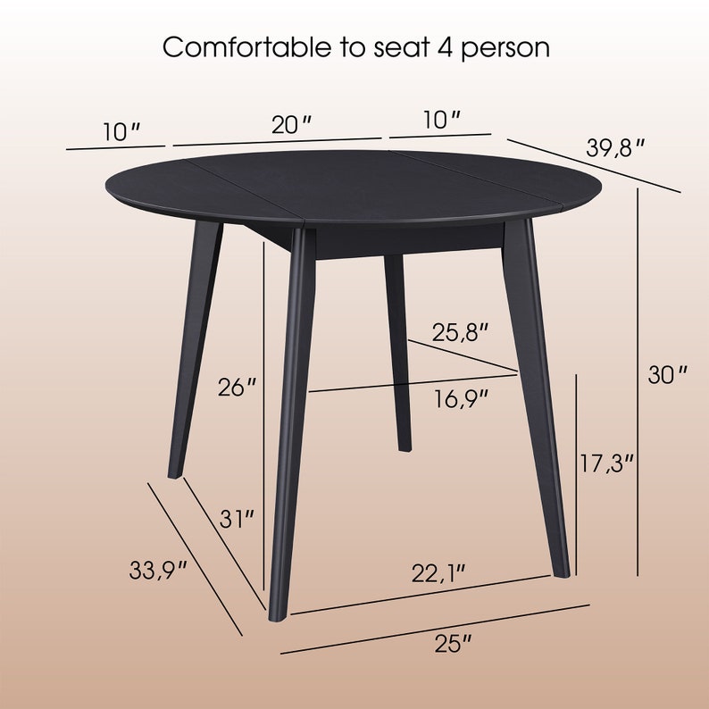 Orion Drop Leaf 40-inch Round Dining Table / True Scandinavian - Etsy