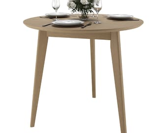 Orion 31 inch Light Round Dining Table / True Scandinavian Contemporary from Solid Baltic Birch Wood / Oak finish
