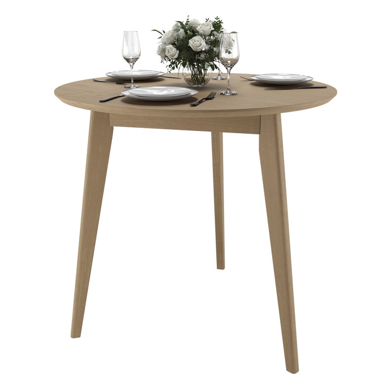 Orion 31 inch Light Round Dining Table / True Scandinavian Contemporary from Solid Baltic Birch Wood / Oak finish image 1