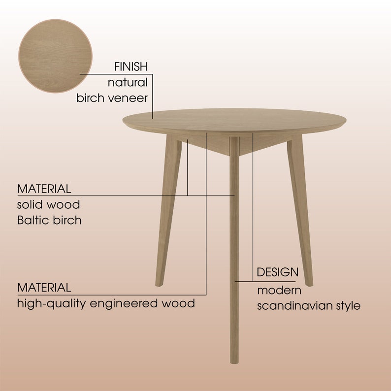 Orion 31 Inch Light Round Dining Table / True Scandinavian Contemporary ...