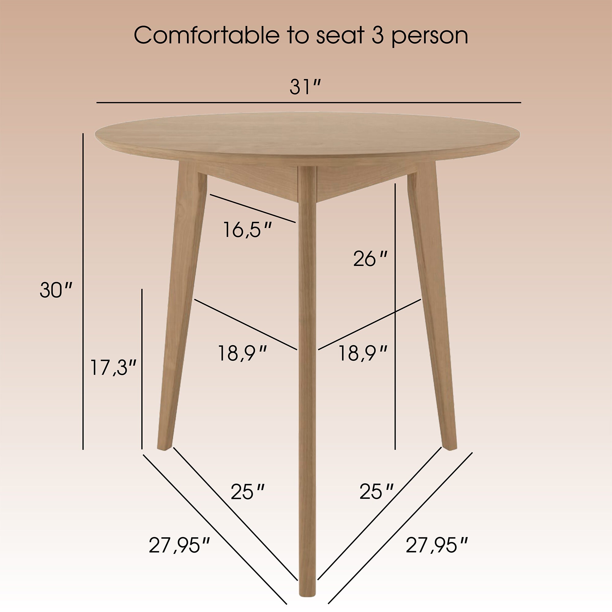 Orion 31 Inch Light Round Dining Table / True Scandinavian Contemporary ...