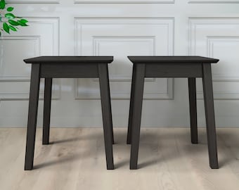 Wooden Stool Set of 2 - Avior - Black Solid Wood Stool - Modern Scandinavian Furniture for Kitchen, Dining Room, Living Room, and More