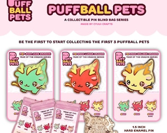 Pines de esmalte para bolsas con forma de dragón de PuffBallPets