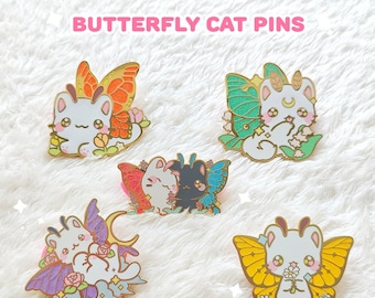 Pines de esmalte duro de gato mariposa