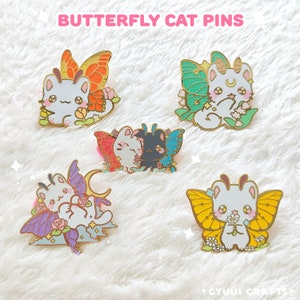 Schmetterling Katze Harte Emaille Pins