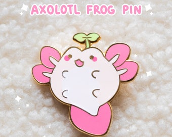 Pin de esmalte duro para mascotas con brote de rana Axolotl