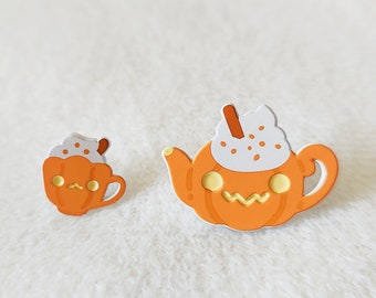 Pin de esmalte teñido con forma de calabaza para juego de té