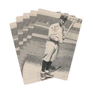 Pokerkarten mit Vintagem Bild von Ty Cobb, Ephemera Spielkarten, Vintage Sportfoto, Baseball Erinnerungsstücken