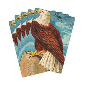 Jeu de cartes avec oeuvre d'art vintage d'oiseau, aigle, cartes de poker avec impression d'art éphémère antique