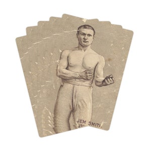 Mazzo di carte da poker con immagine di foto sportive vintage del pugile Jem Smith, 1880, Ephemera, carte da gioco di cimeli sportivi